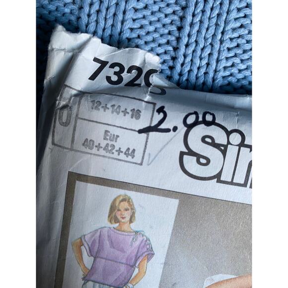 Simplicity 7320 pattern oversized top straight leg pant 1980s size 12 14 16 - Picture 2 of 5